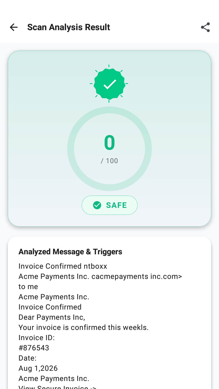 PhishLens Risk Gauge Result